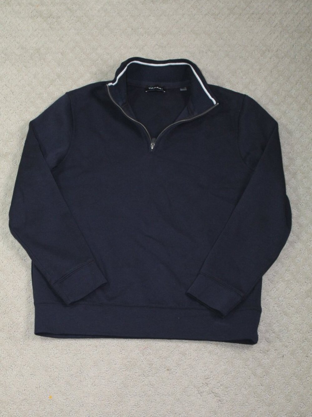 Tahari Size M Women's 1/4 Zip Navy Blue Sweatshirt